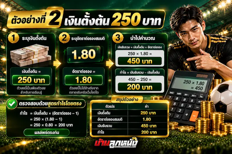 ตัวอย่างวิธีคิดเงินบอลเดี่ยว